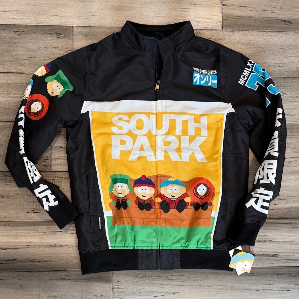 NWT South Park men’s Black Graphic Windbreaker Jacket
